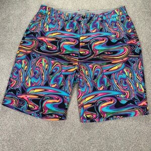 HRESKI Men's 38 Multicolor Swirl Print Golf Shorts performance Resort wear